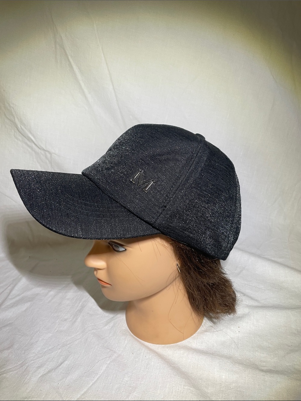 Women's Black Baseball Cap with Embroidered 'M' - Classic Casual Hat
